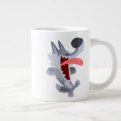 Niedlich Dancing Cartoon Wolf Jumbo Tasse (Rechts)
