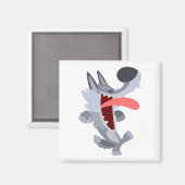 Niedlich Dancing Cartoon Wolf Magnet (Vorderseite/Rückseite)