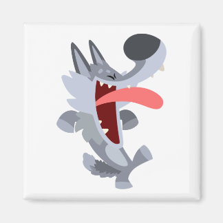 Niedlich Dancing Cartoon Wolf Magnet