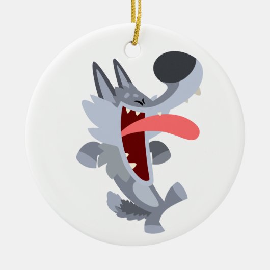 Niedlich Dancing Cartoon Wolf Ornament (Vorne)