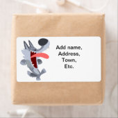 Niedlich Dancing Cartoon Wolf Shipping Label (Insitu)