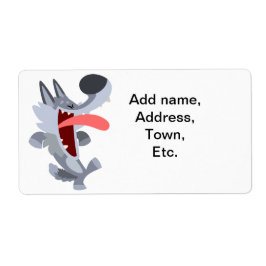 Niedlich Dancing Cartoon Wolf Shipping Label