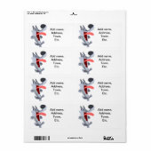 Niedlich Dancing Cartoon Wolf Shipping Label (Vorne)