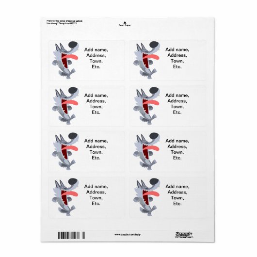 Niedlich Dancing Cartoon Wolf Shipping Label (Vorne)