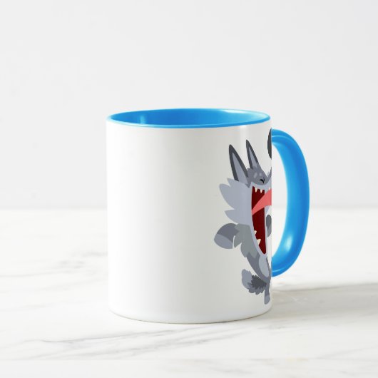 Niedlich Dancing Cartoon Wolf Tasse (VorderseiteRechts)