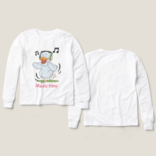 Niedlich Dancing Duck Cartoon mit Kopfhörern - Mus (Design Vorderseite & Rückseite)