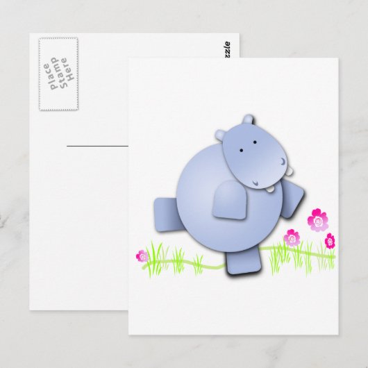 Niedlich Dancing Hippo Postkarte (Vorne/Hinten)