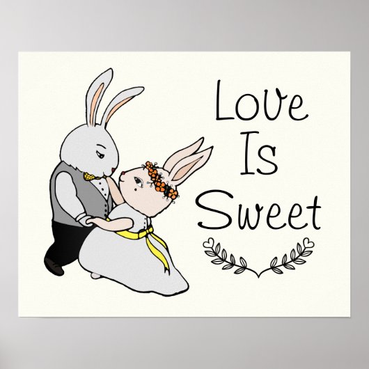 Niedlich Dancing Liebe Bunnies | Liebe ist süße Ho Poster (Vorne)