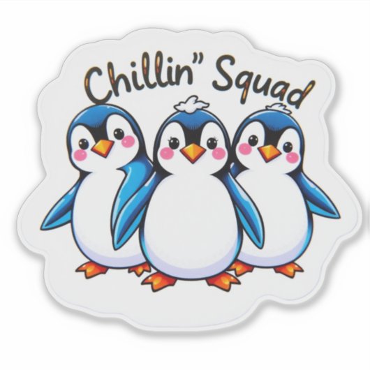Niedlich Dancing Penguins Chillin’ Squad Sticker (Vorderseite)