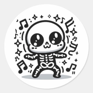 Niedlich Dancing Skeleton Funny Kawaii Halloween D Runder Aufkleber