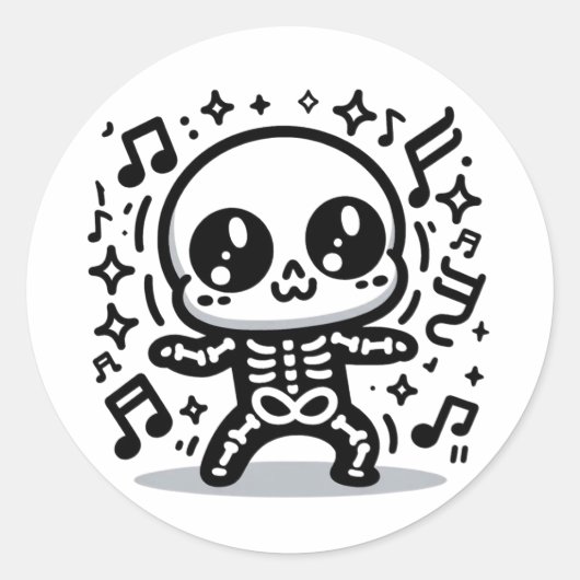 Niedlich Dancing Skeleton Funny Kawaii Halloween D Runder Aufkleber (Vorderseite)