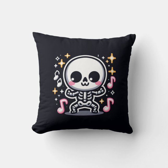Niedlich Dancing Skeleton Halloween Kawaii Spooky Kissen (Vorderseite)