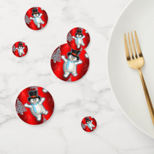 Niedlich Dancing Snowman Red Christmas Konfetti