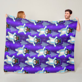 Niedlich Dancing Snowmen Blauer Weihnachtsfest Fleecedecke