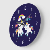 Niedlich Dancing Unicorns Magischer Regenbogen & S Große Wanduhr (Winkel)