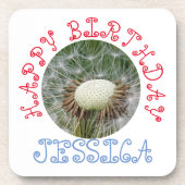 Niedlich Dandelion Happy Birthday Getränkeuntersetzer (Vorderseite)