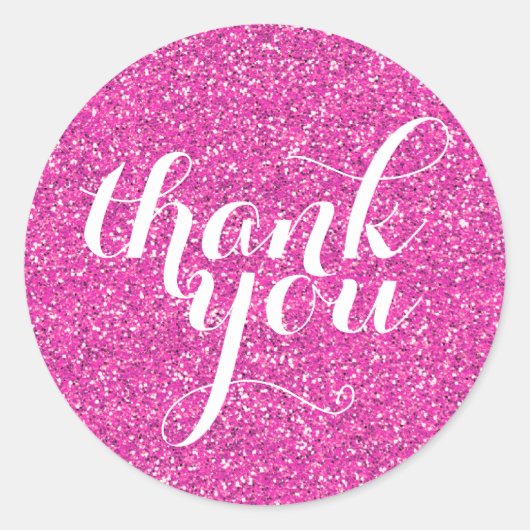 NIEDLICH DANK IHNEN modernen Glitzer heiß rosa Runder Aufkleber (Vorderseite)