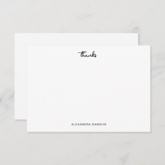 Niedlich dank Schwarz-weißer Skriptbezugskarte Dankeskarte (Vorne/Hinten)