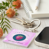 Niedlich dankbar und gesegnet Erdbeere hinzufügen Schlüsselanhänger (Vorderseite rechts)