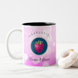 Niedlich dankbar und gesegnet Erdbeere hinzufügen Zweifarbige Tasse