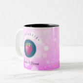 Niedlich dankbar und gesegnet Erdbeere hinzufügen Zweifarbige Tasse (Vorderseite Links)