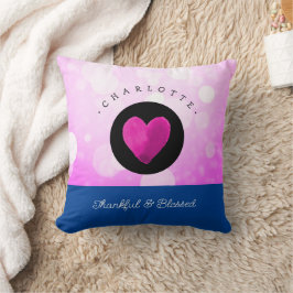 Niedlich dankbar und gesegnet Herz, Ihren Namen ro Kissen