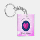 Niedlich dankbar und gesegnet Herz, Ihren Namen ro Schlüsselanhänger (Vorderseite links)