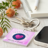 Niedlich dankbar und gesegnet Herz, Ihren Namen ro Schlüsselanhänger (Vorderseite rechts)