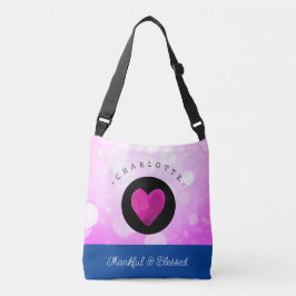 Niedlich dankbar und gesegnet Herz, Ihren Namen ro Tragetaschen Mit Langen Trägern