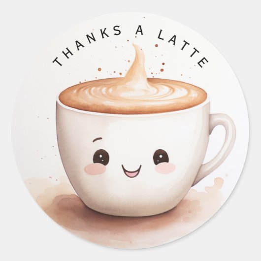 Niedlich Danke an Latte Runder Aufkleber (Vorderseite)