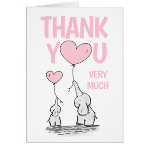 Niedlich DANKE Baby-Duschen-Elefant-Rosa-Mädchen