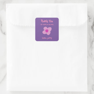 Niedlich Danke, Boho Pink Blume Quadratischer Aufkleber
