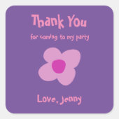 Niedlich Danke, Boho Pink Blume Quadratischer Aufkleber (Vorderseite)