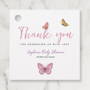 Niedlich Danke Butterfly Girls Babydusche Geschenkanhänger