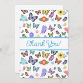 Niedlich Danke, dass Sie Schmetterlinge und Blume Dankeskarte (Vorne/Hinten)