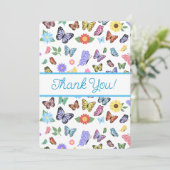 Niedlich Danke, dass Sie Schmetterlinge und Blume  Dankeskarte (Stehend Vorderseite)