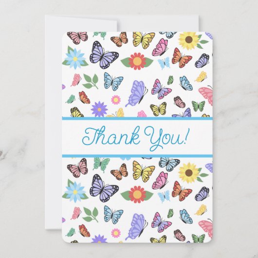 Niedlich Danke, dass Sie Schmetterlinge und Blume Dankeskarte (Vorderseite)