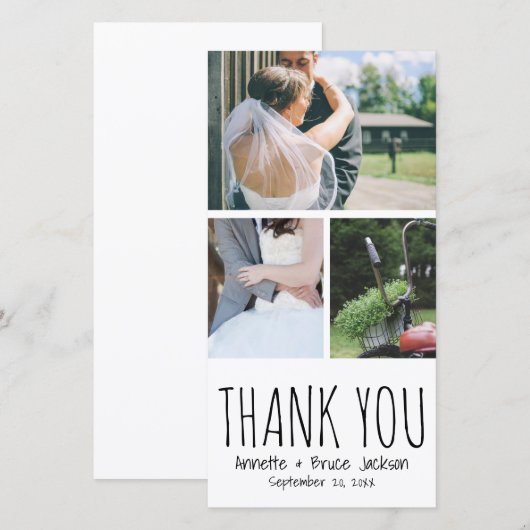 Niedlich Danke, dass Sie Typografie Script Wedding Dankeskarte (Vorne/Hinten)