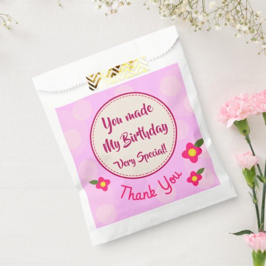 Niedlich Danke für die Geburtstagsparty Pink Geschenktütchen (Versiegelt)