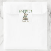 Niedlich danke Ihnen Watercolor Teddy Bären Green  Quadratischer Aufkleber (Tasche)