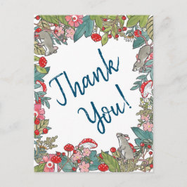 Niedlich danke Mäuse Mouse Woodland Foliage Postkarte