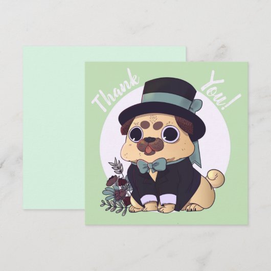 Niedlich Danke, Mops Einladung (Vorne/Hinten)