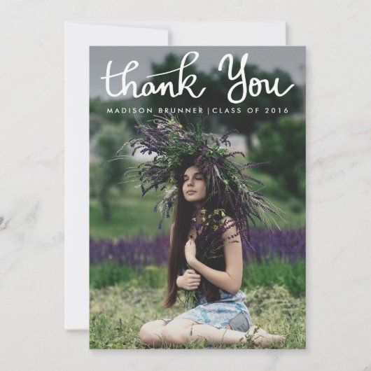 Niedlich danke Typografie-Skript-Absolvent-Foto (Vorderseite)