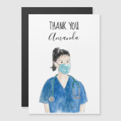 Niedlich Dankeschön an Nurse Custom Watercolor Bla Magnetkarte (Vorne/Hinten)