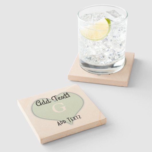 Niedlich Dankeschön Herzstück hinzufügen Mit Monog Steinuntersetzer (Seitenansicht)