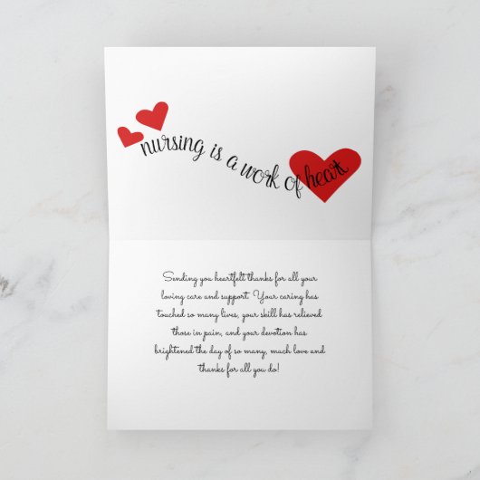 Niedlich Dankeschön-Karte für Krankenschwester ode Dankeskarte (Innenseite)