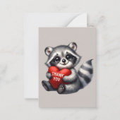Niedlich Dankeschön Nachricht hinzufügen raccoon Mitteilungskarte (Vorderseite)