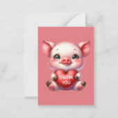 Niedlich Dankeschön Schwein Nachricht Mitteilungskarte (Vorderseite)