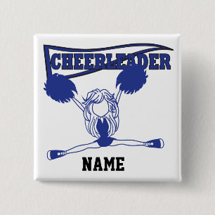 Niedlich Dark Blue Cheerleader Girl   DIY Name Button