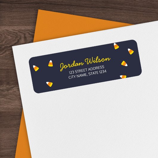 Niedlich Dark Blue Halloween Candy Corn-Adresse